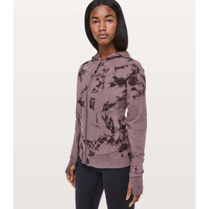 Lululemon Scuba Hoodie Light Cotton Sweater Size 6 Purple Tie Dye Sweatshirt